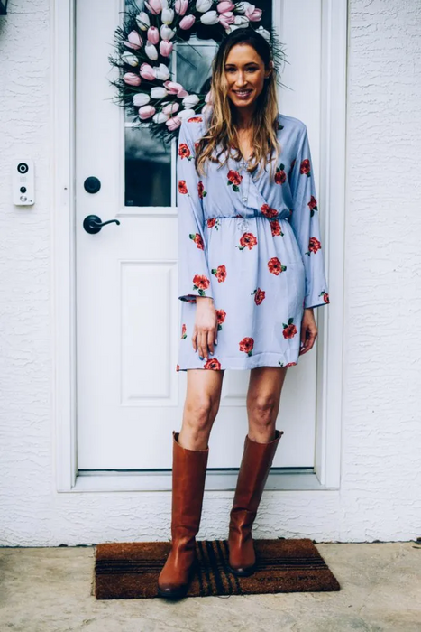 All in Favor women's faux wrap Purple floral long sleeve dress size XXL