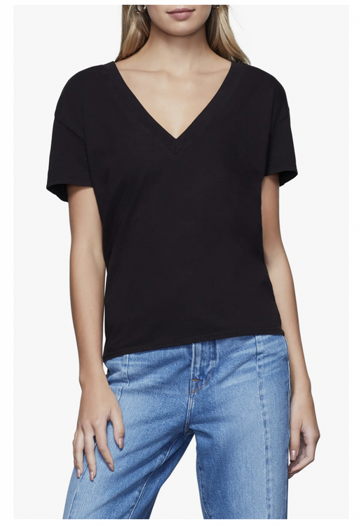 Good American V-Neck Jersey T-Shirt In Black Size 1