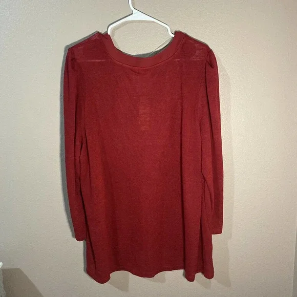 New Sanctuary Size 3X Hanna Pleat Sleeve Top Tartan Red Holiday V-neck Light