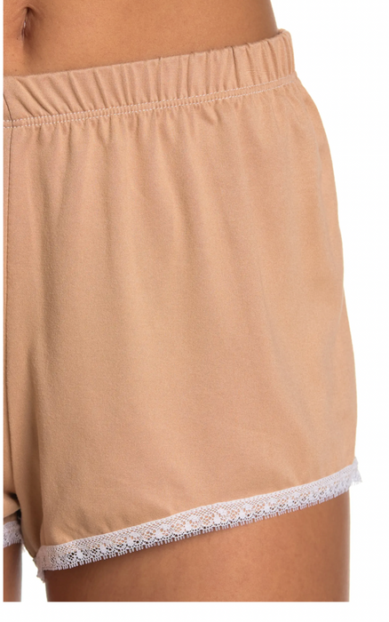 Cozy Rozy V-Neck Camisole & Shorts 2-Piece Pyjama Set Taupe Size XL