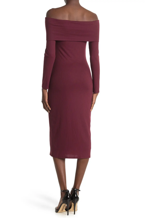 AFRM Azani Off-The-Shoulder Bodycon Dress Burgundy Size S