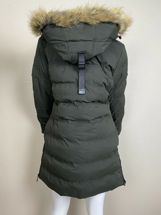 Misty Mountain Faux Fur Minaret Insulated Parka Jacket In Green Size M NWT