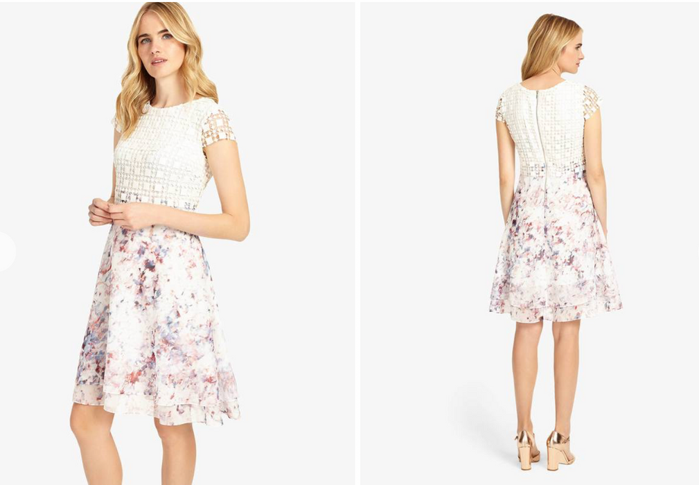 Phase Eight Florence Lace A-Line Short Sleeve Knee Dress Floral size 14US $230