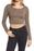 BP. Knit Crop Top In Green Olive Night Speckled Brown Size XS