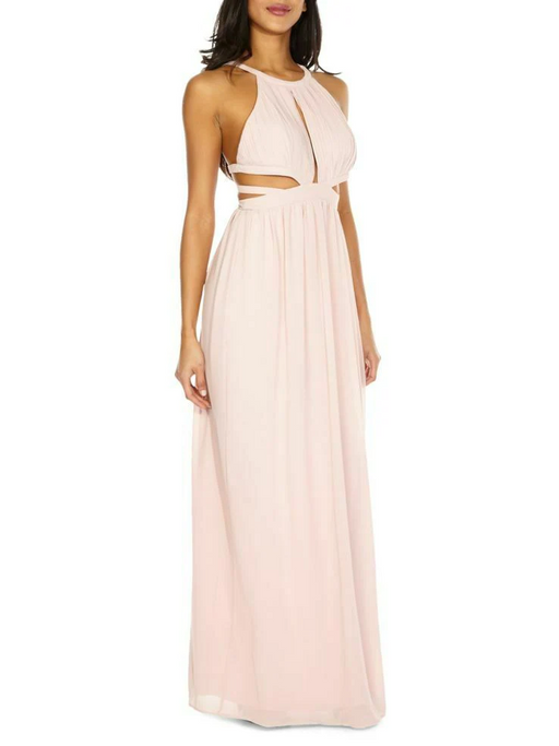 TFNC Wedding Halter Chiffon Maxi Dress In Microchip UK Size 6 US Size 2