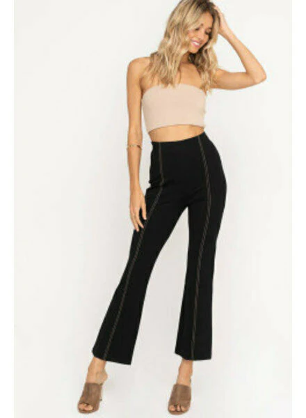 Lush Woven High Waisted Stretch Flare Leg Pants In Black Size S