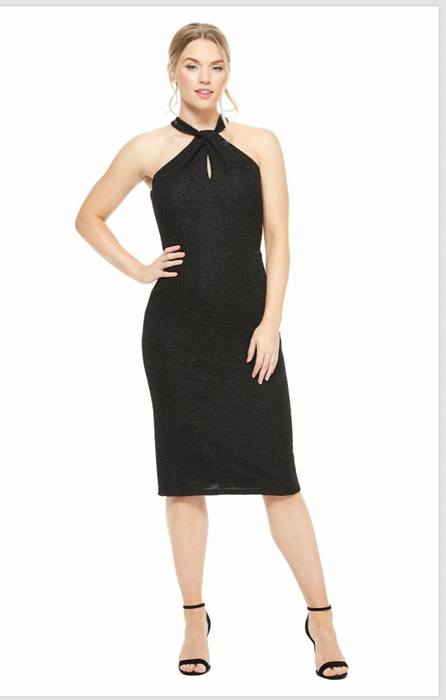 London Times Women's Dress Twist Halter Sheath Dress In Black Size 4 New