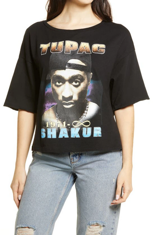 BP. Tupac Profile Graphic Band Tee In Black Tupac Shakur Size S