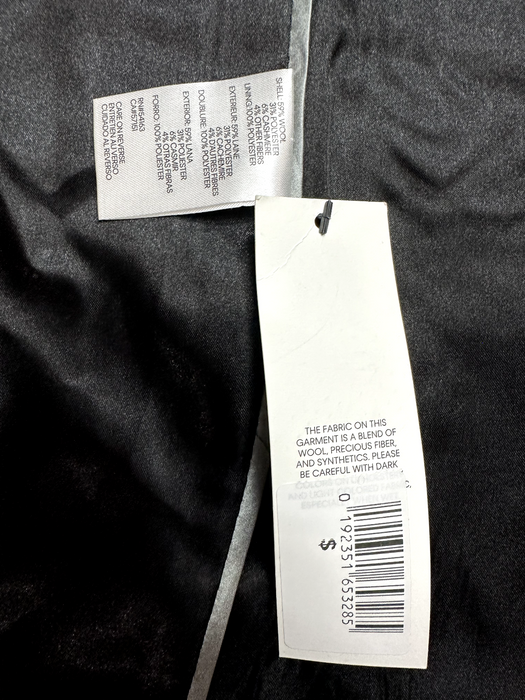 Calvin Klein Single Breasted Cashmere Wool Blend Reefer Coat Black Size 6 $400