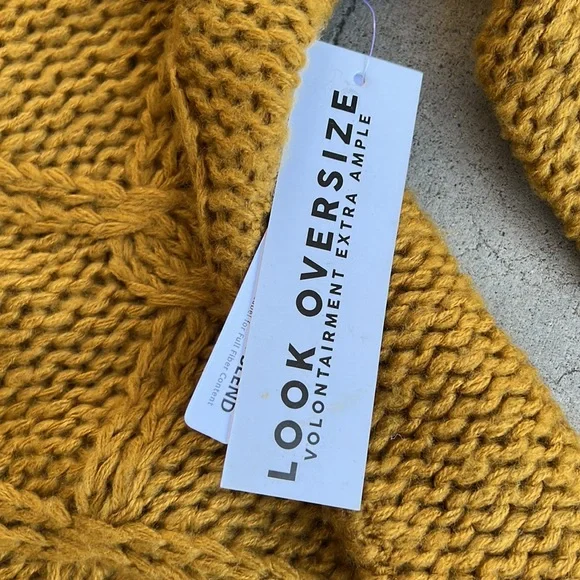 RDI women's Cozy Fisherman Cable Knit Cardigan Button Front Gold Yellow size S