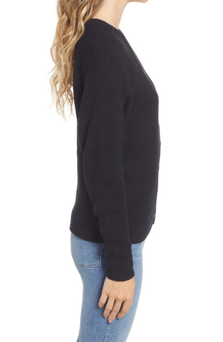 Madewell Women's Maysville V-Neck Button Cardigan Sweater Black Size M NWT