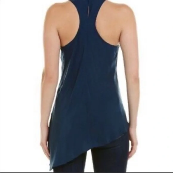 Cinq A Sept Cuerpo Tank Top Dylan Asymmetrical Blue Navy Lapis Size XS $279