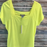 Good Luck Gem Women's Ribbed Square Neck Tee Shirt In Neon Yellow Size M