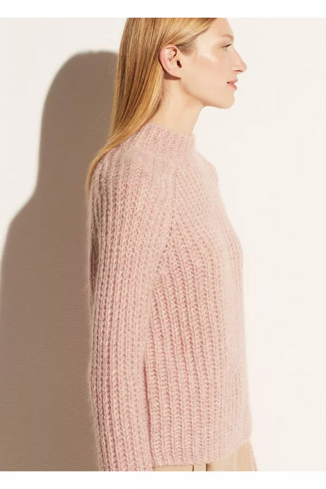 Vince $425 Women's Marled Raglan Rib Knit Pullover Sweater Pink Beet Root Size L