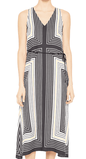 Theory Women's Silk Volume Sleeveless Midi Belted Dress Size S $495