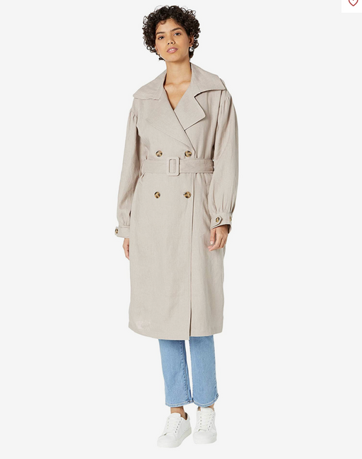 Avec Les Filles Blouson Sleeve 100% Linen Trench Coat Size M $379