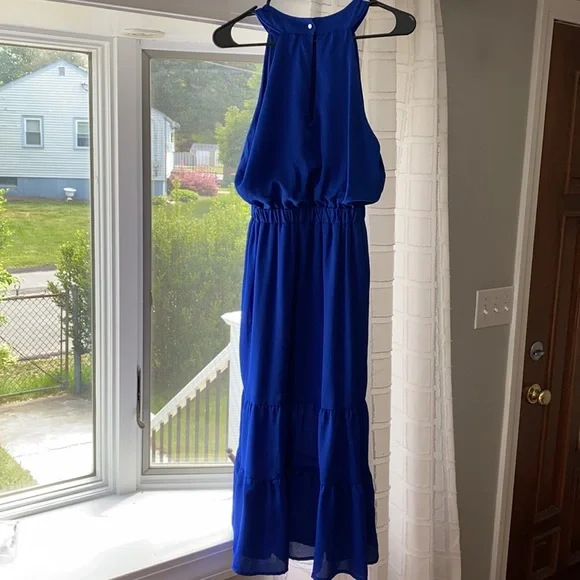 NSR Dorothy Ruffle Midi Dress-Cobalt Blue Size XL-NWOT