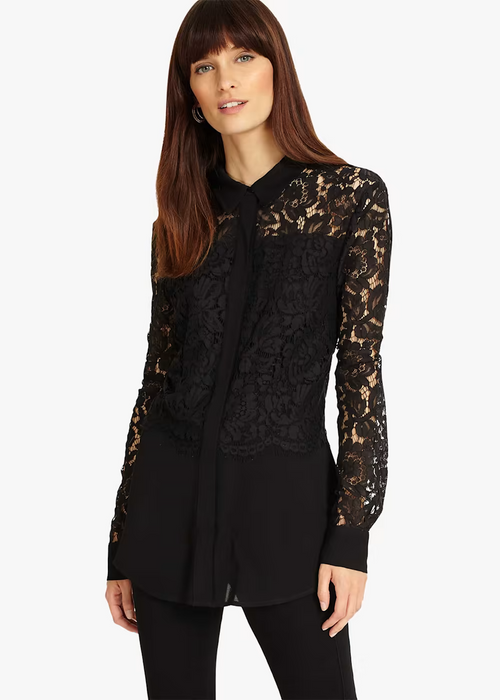 Phase Eight  Livia Lace buttons Blouse in black size 8 US 12UK