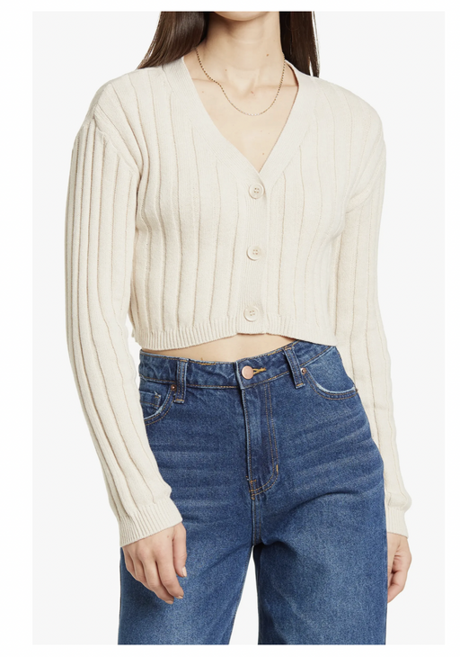 Abound Long Sleeve Ribbed Cardigan In Beige Oatmeal Light Heather Size XL