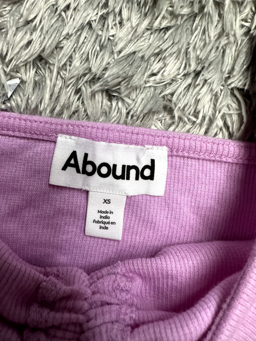 Abound Purple Tulip Crop Top Womens XS Extra Small Gathered Tie Front Sweetheart