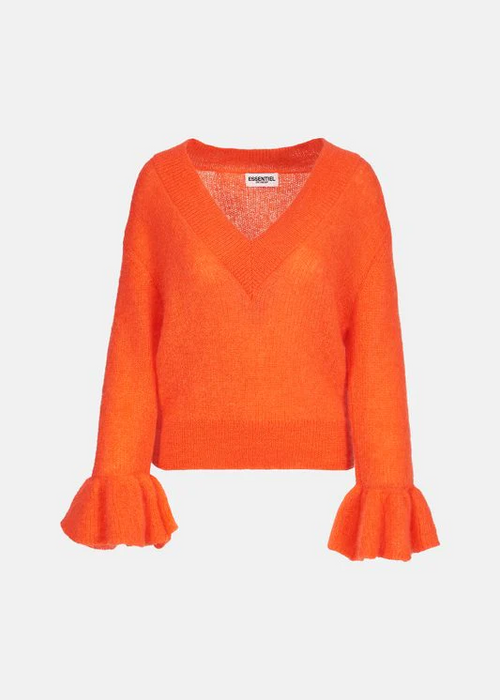 Essentiel Antwerp Chester Mohair & Wool Blend V Neck Sweater Orange Size M $360