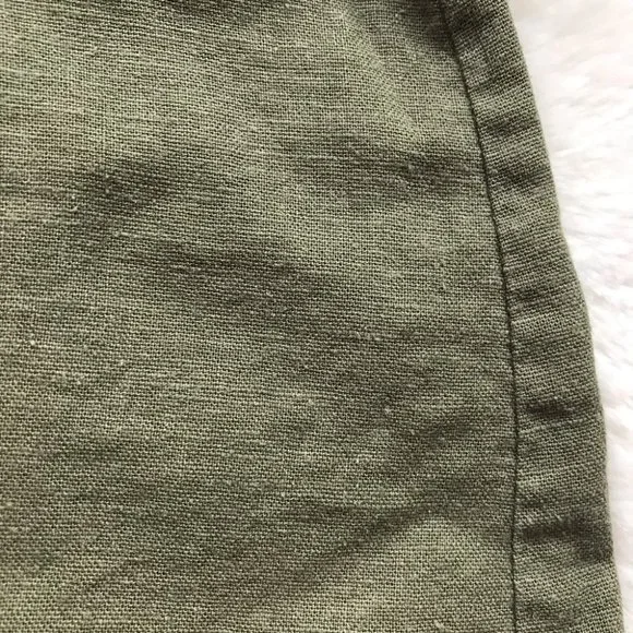 NEW BP Belted Linen Blend Paper Bag Waist Mini Skirt in olive size XS