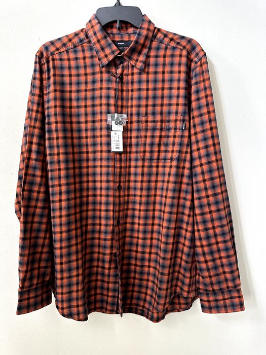 Diesel Men's Checked Long Sleeve Button Up Shirt In Burnt Orange Size L $148
