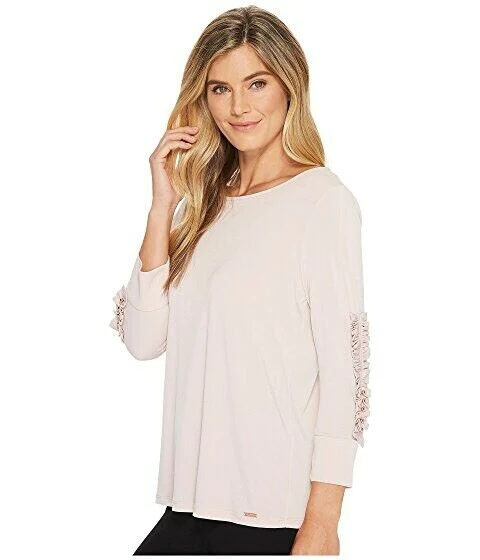 Ivanka Trump Women's Beautiful Dusty Rose 3/4 sleeves Ruffle Women blouse XL