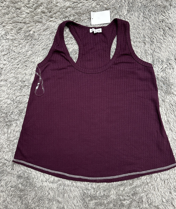 Socialite Waffle Knit Racerback Tank Top made in USA in eggplants