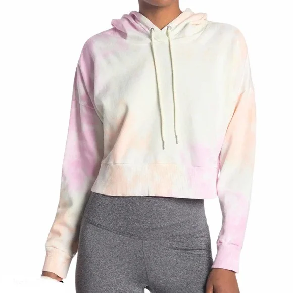 90 DEGREE BY REFLEX  Brushed Knit Oversized Hoodie In Mint Berry Tie Dye size M