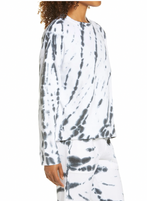Zella Coastal Crewneck Sweatshirt In Tie Dye Black Size M