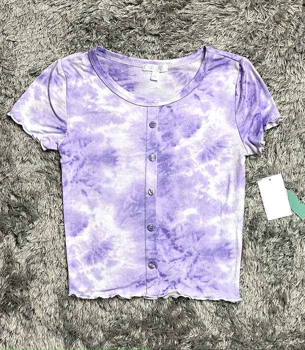 ABOUND  women's Tie Dye Button Front Top In Light/pastel Purple Size M