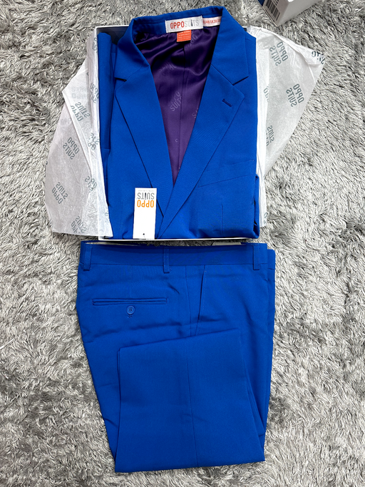 OppoSuits Men's Blue Steel Solid Suit Size 38 US NO TIE