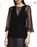 BCBGMAXAZRIA Ashleigh Sheer Sleeve Tencel Lyocell Top In Black Size S $127