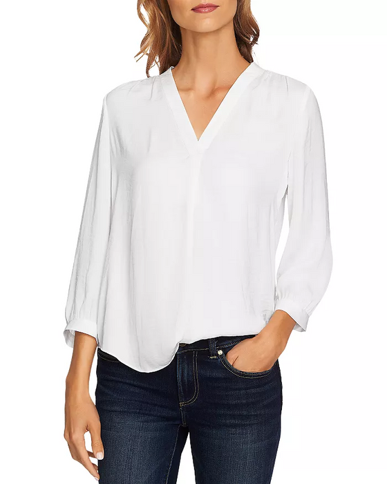 Vince Camuto Women's Rumple Fabric Blouse In New Ivory Size L