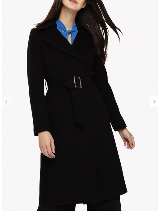 Phase Eight Women's Darby Wrap Neck Wool Blend Coat In Black Size 14US 18UK $440