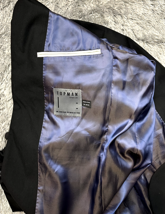 TOPMAN Black Skinny Fit Single Breasted Suit Blazer size 38R in black $170