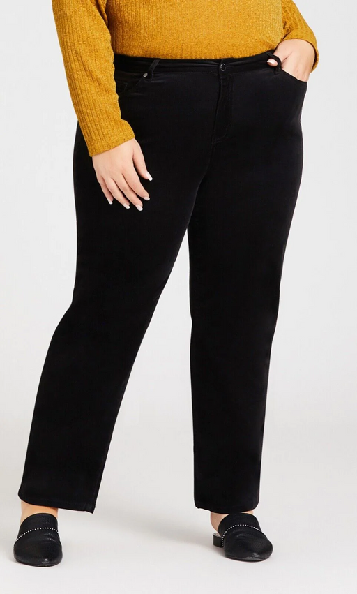 Avenue denim Jeans $178 Womens  Black Corduroy Straight Leg Stretch size 14A