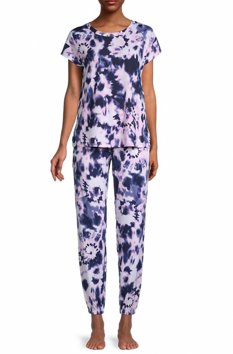 Betsey Johnson Women's Tie-Dye Pyjama 2-Piece Set In Pink Blue Size M $88