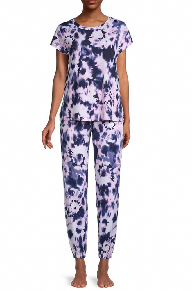 Betsey Johnson Women's Tie-Dye Pyjama 2-Piece Set In Pink Blue Size M $88