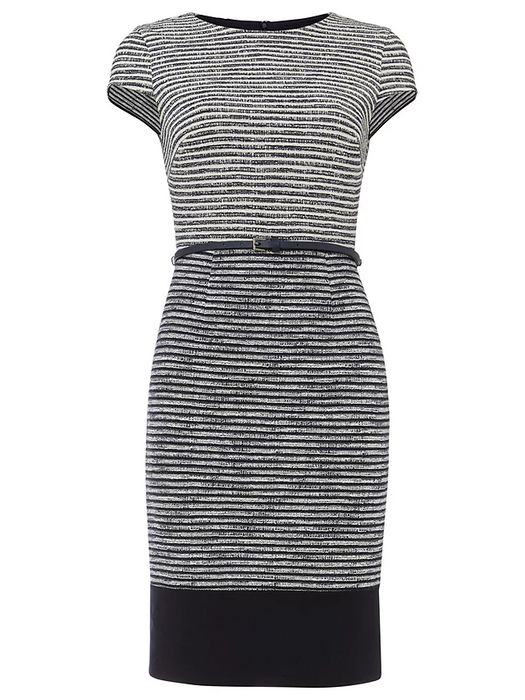 Phase Eight Clare Colour Block Tweed Dress Navy/White Size 12 US (16UK)