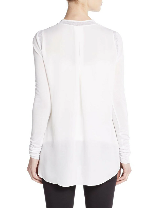 Elie Tahari Women's White Polly Mesh Trimmed-silk Blouse size S $270