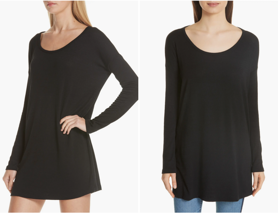 Rag and Bone Black Tunic Dress Women's Size Small  Long Sleeve Knit Cutout Back