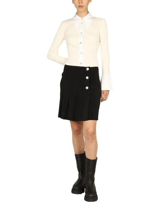 GANNI $445 Knit button Shirt Crystal embellished in Vanilla Ice size L