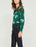 Maje Ciloise Lace Inset Silk Blend Button Blouse Green Floral Print Size 4 $300