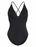 La Blanca Petal Halter Cross-Back One-Piece Solid Swimsuit In Black Size 8