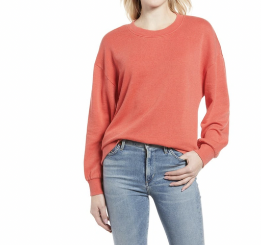 Treasure & Bond Crewneck Tunic Sweatshirt In Red Persimmon Size Small