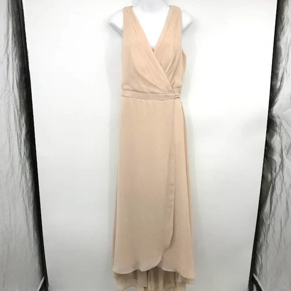 Jenny Packham Bridesmaids Wrap Gown Sleeveless V-Neck Tulip Cameo Size 14 $249