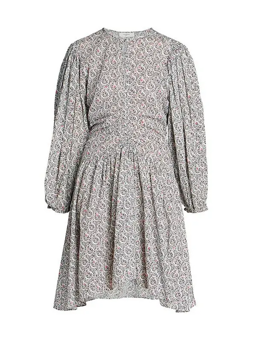 Isabel Marant Etoile Marili Ruched Mini Dress In Floral Printed Size 42 US $475