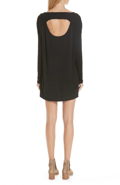 Rag and Bone Black Tunic Dress Women's Size Small  Long Sleeve Knit Cutout Back